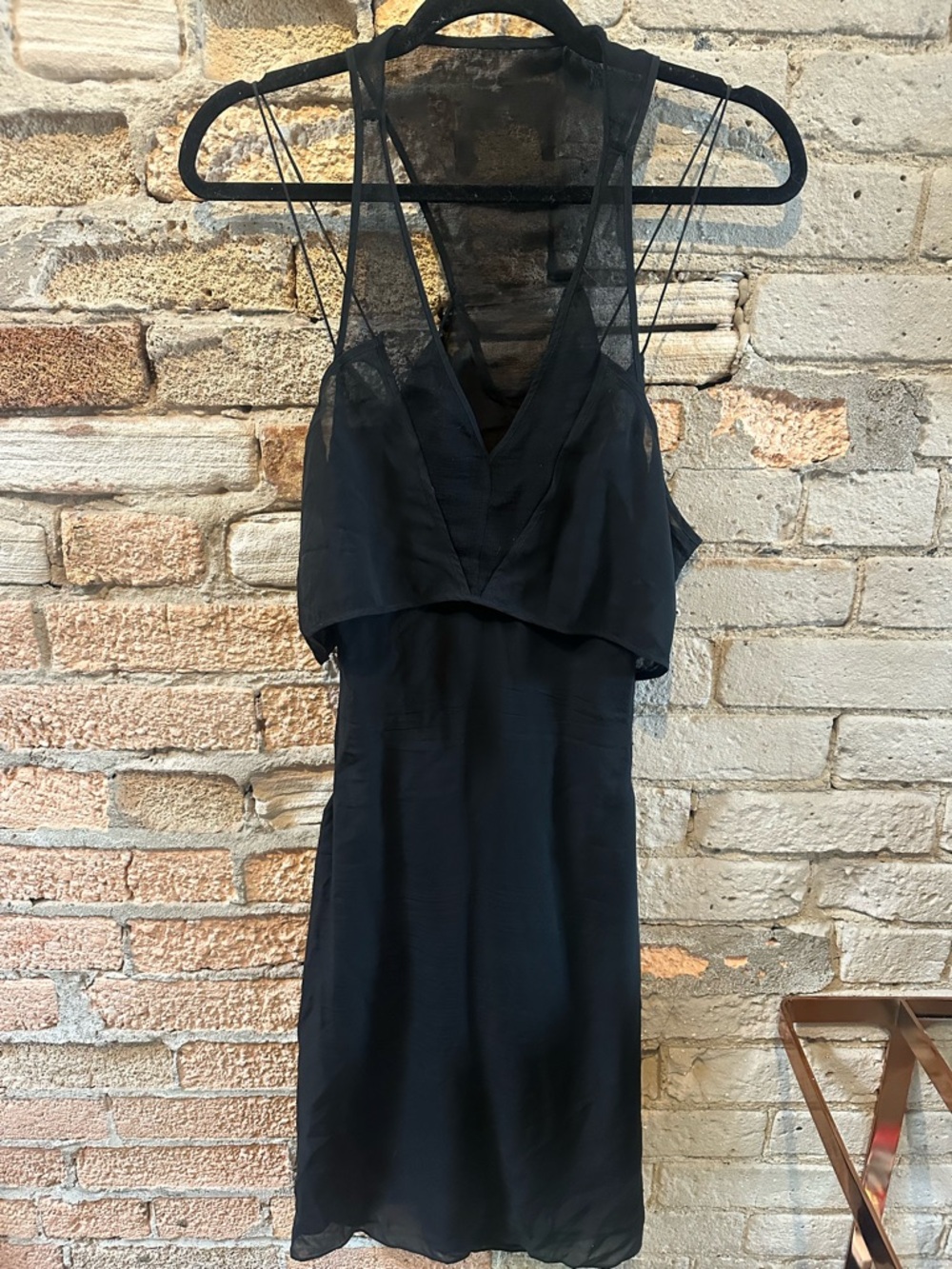 Alexander Wang Black Sheer-Panel Midi Slip Dress